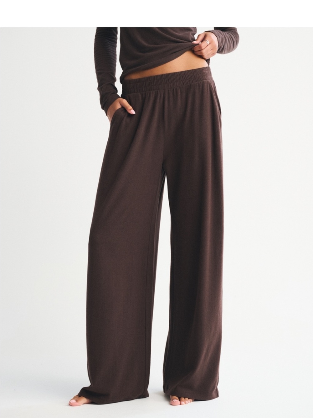Abercrombie & Fitch Chocolate Brown Wide-Leg Lounge Pants